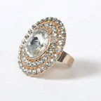 Mominos Fashion Joharkamal Gold-Plated Stone Studded Adjustable Finger Ring - Design 06 - Distacart