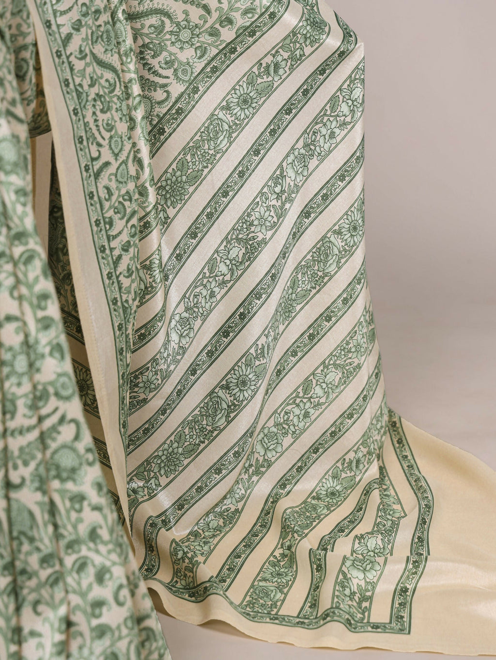 Vastranavya Green Tussar Silk Printed Saree with Unstitched Blouse - Distacart