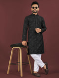 Anaita Black Embroidered Silk Straight Kurta