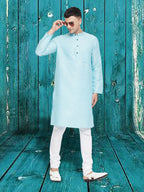 Even Apparels Men's Pure Cotton Turquoise Kurta