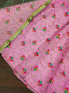 Jyoti Fashion Beautiful Pink Organza Silk Embroidered Kids Lehenga Choli Set