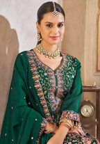 Anaita Green Vichitra Silk Readymade Suit with Embroidery & Lace Work - Distacart