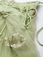 House of Panchhi Lime Green Net Embroideried Round Sequins Lehenga