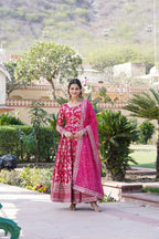Joban Fashion Pink Viscose Jacquard Sequence Embroidery Work Kurta Set - Distacart