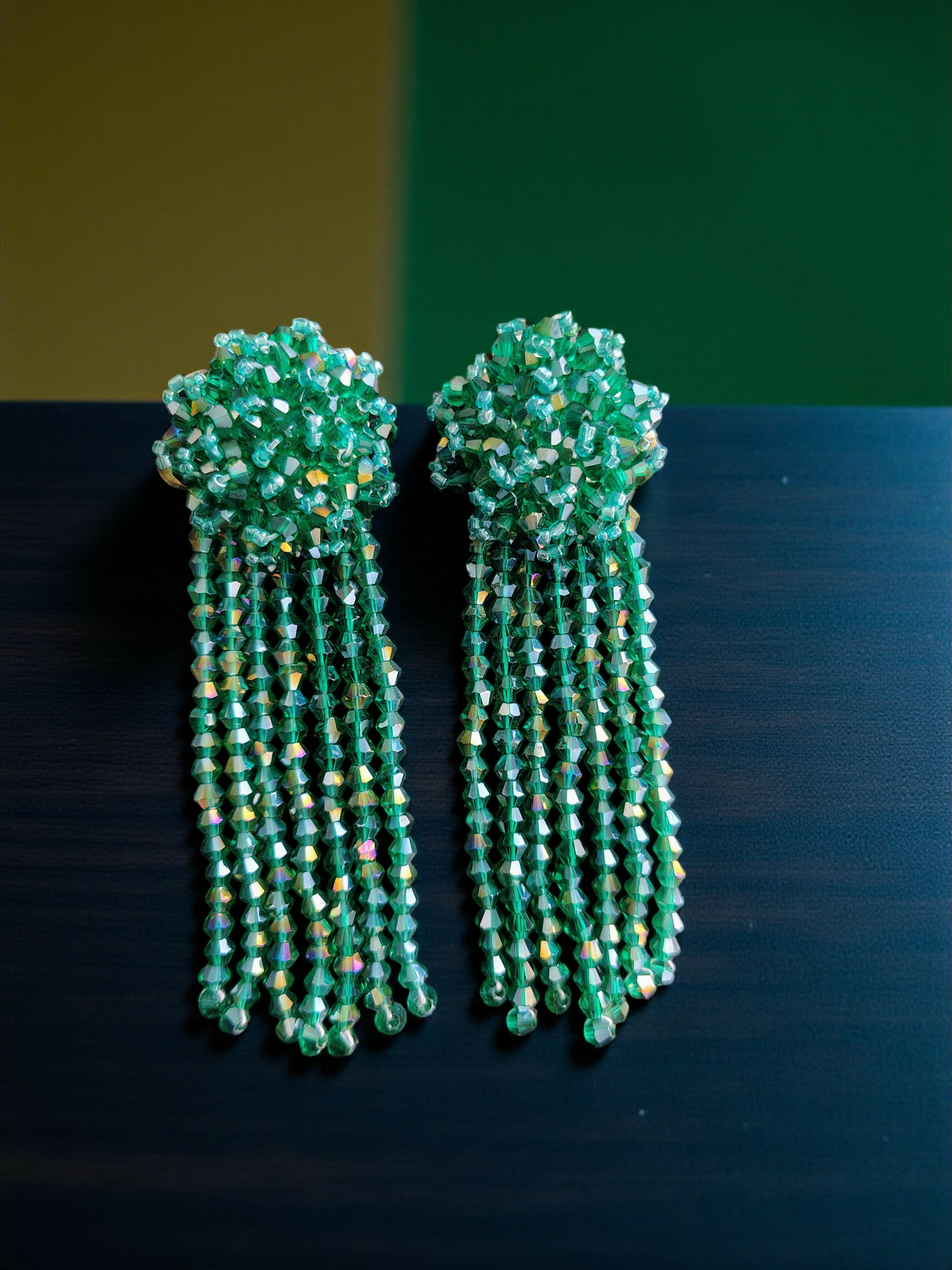 Inhanns Handmade Crystal Waterfall Earrings - Long - Sea Green Big - Distacart