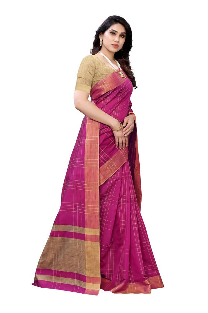 Vamika Pink Cotton Silk Weaving Saree (Anaya Pink)