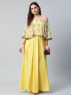 Ahalyaa Women Crepe Printed Yellow Dress - Distacart