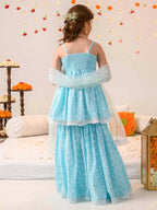 Joban Fashion Girl's Sky Blue Color Lehenga Choli