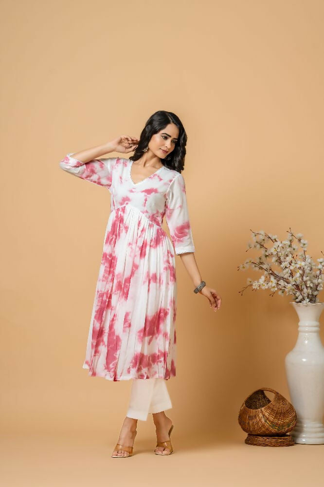 Joban Fashion Magenta Tie & Dye Kurta Pant Set - Distacart