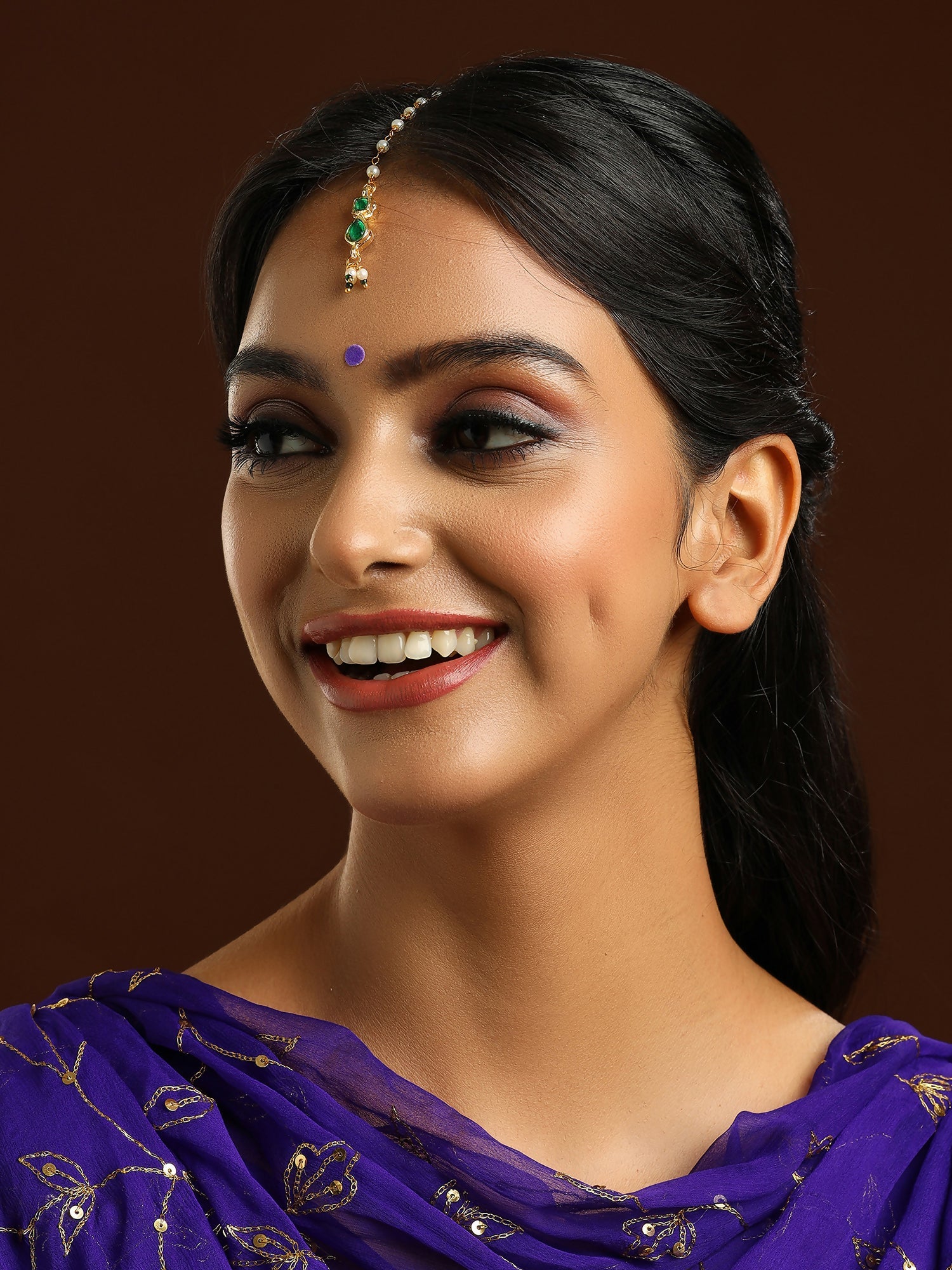Ruby Raang Green Meenakari Kundan Maang Tikka - Distacart