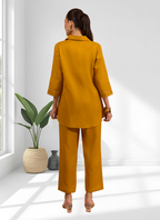 Joban Fashion Mustard Cotton, Linen Embroidered Readymade Cord Set - Distacart