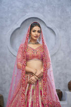 Kesar Fab Purple Organza Embroidered Lehenga