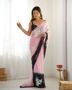Georgette Pedding Color, Embroidery Work Party Wear Pink Saree - Erisha