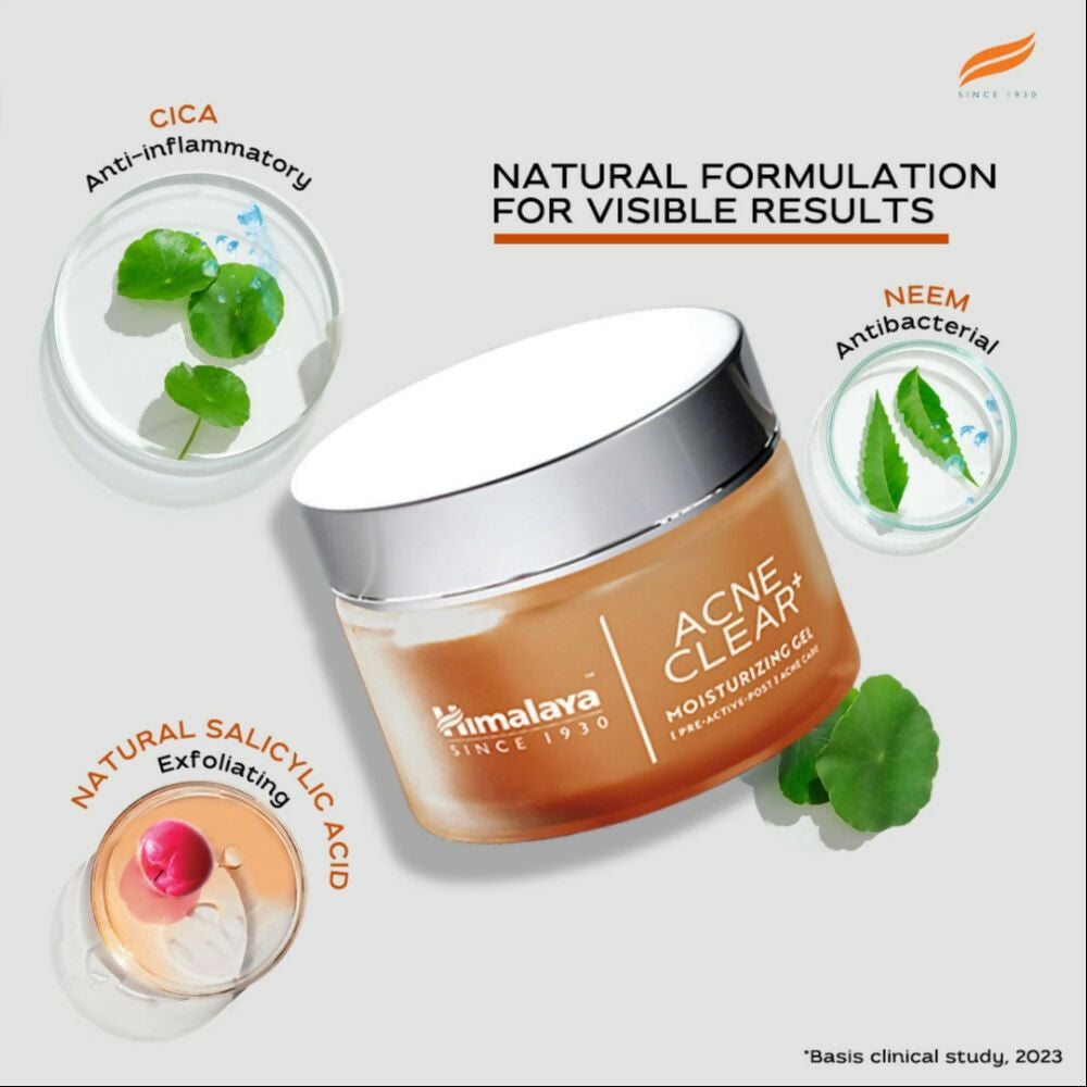 Himalaya Herbals Acne Clear+ Moisturizing Gel with Natural Salicylic Acid For Active Acne & Oily Skin - Distacart