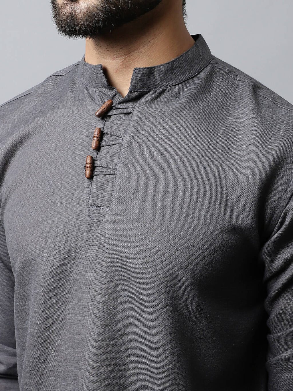 Even Apparels Grey Color Pure Cotton Men's Kurta With Side Placket (SLD1202) - Distacart