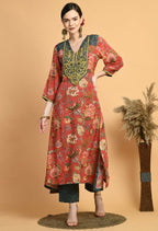 Joban Fashion Red Maslin Kurta Set