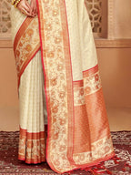Shree Shyam Fashion Silk Blend Off White Saree - Distacart