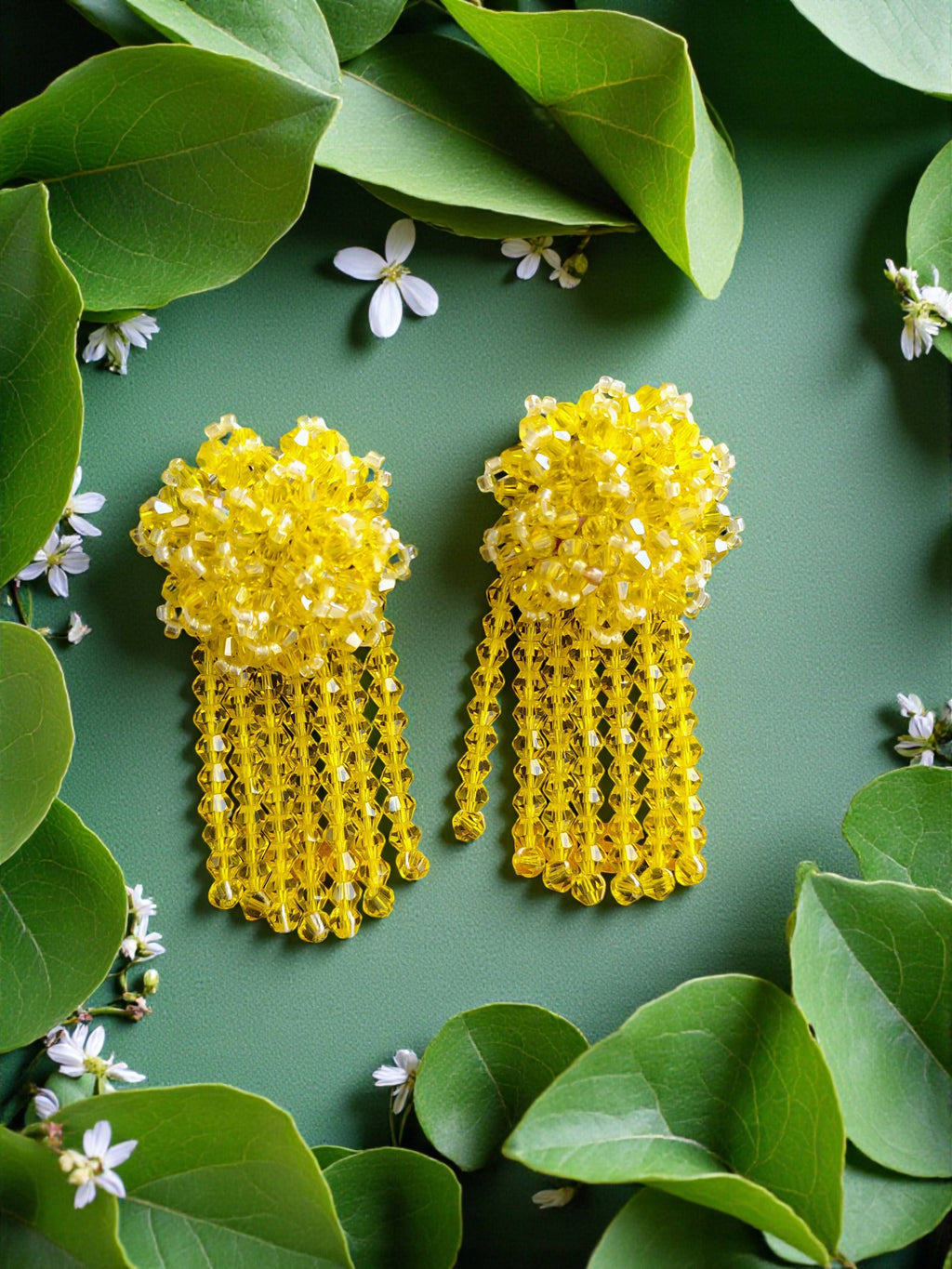 Inhanns Handmade Crystal Water Fall Earrings - Short - Lemon Yellow Small - Distacart