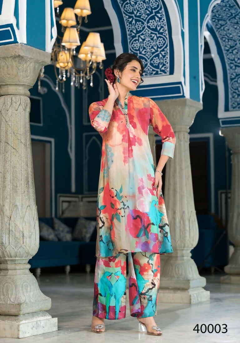 Designer Stylish Light Brown With Sky Pure Muslin Stitched Suit - Apoorva