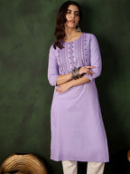 Sangria Embroidered Pure Cotton Straight Kurta
