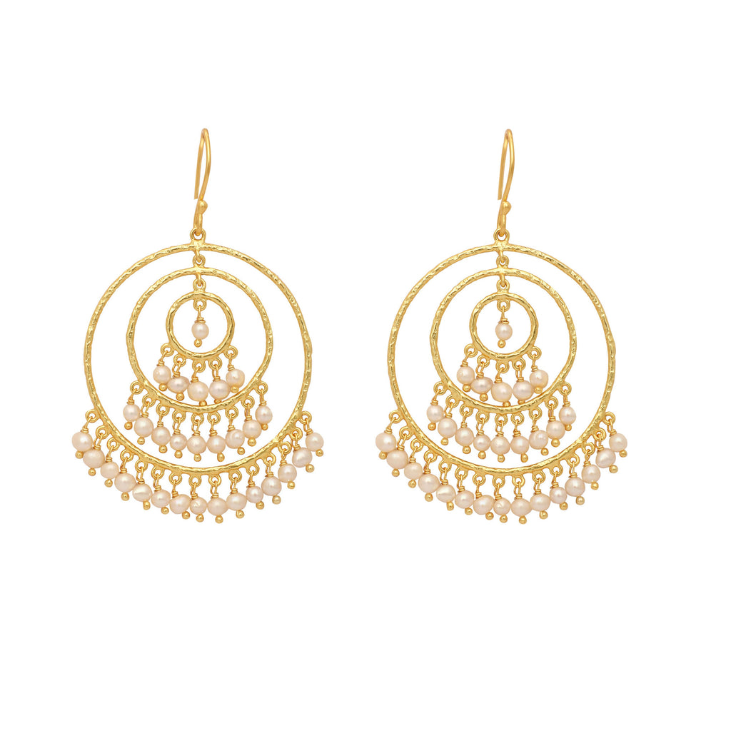 Nuyug 18k Triple Pearl Hoop Anti Tarnish Earrings - Distacart