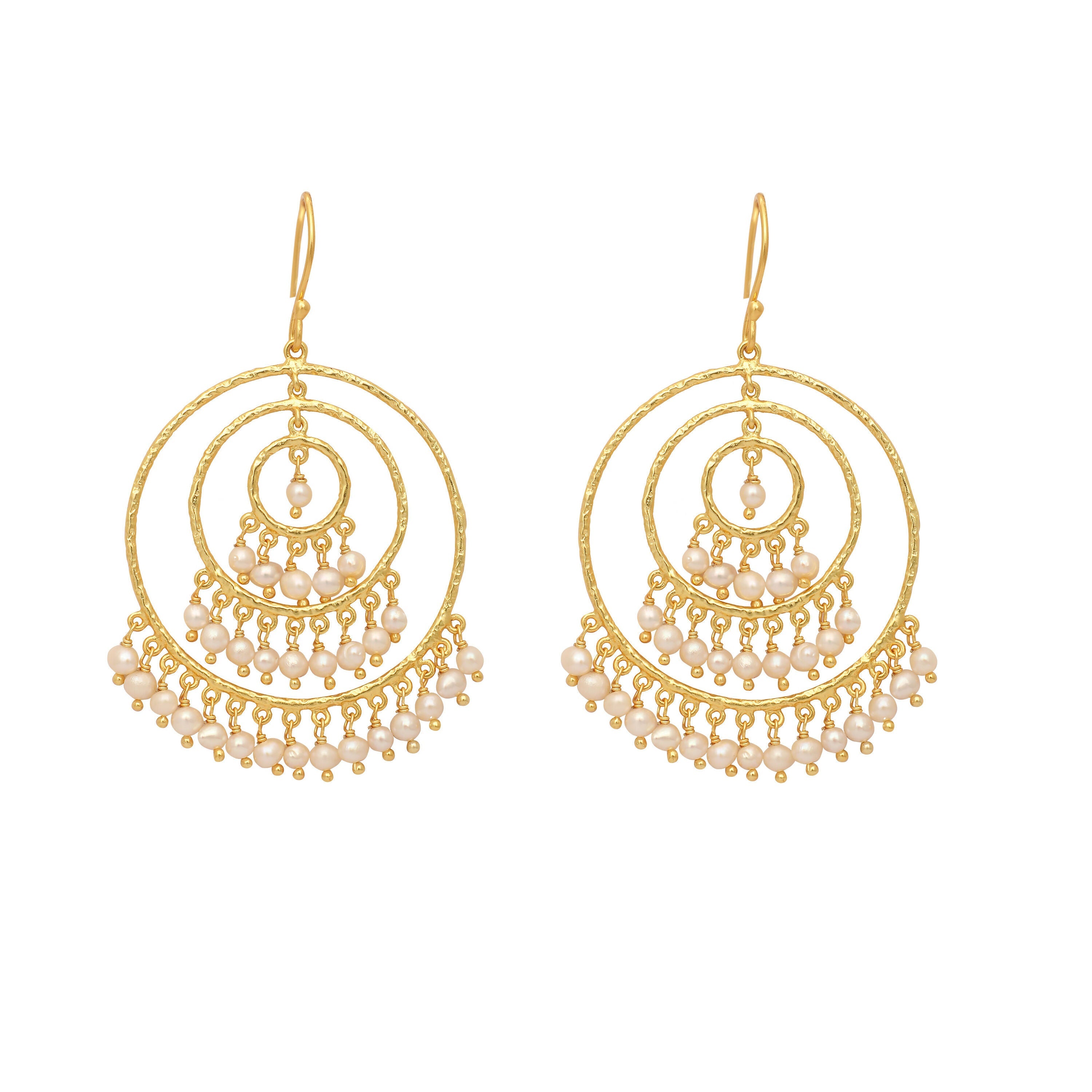 Nuyug 18k Triple Pearl Hoop Anti Tarnish Earrings - Distacart