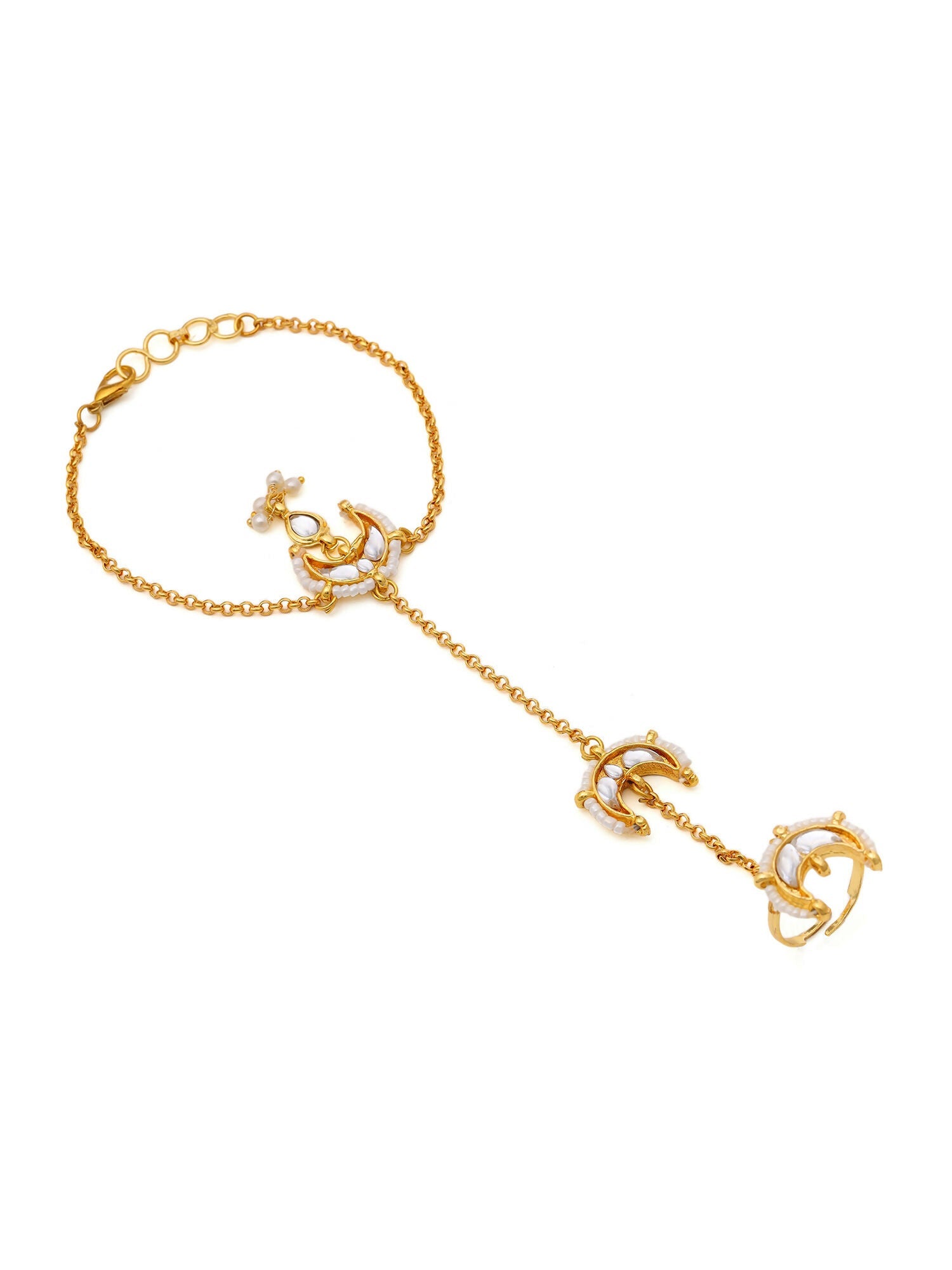 Ruby Raang Gold Chand Kundan Haath Phool - Distacart