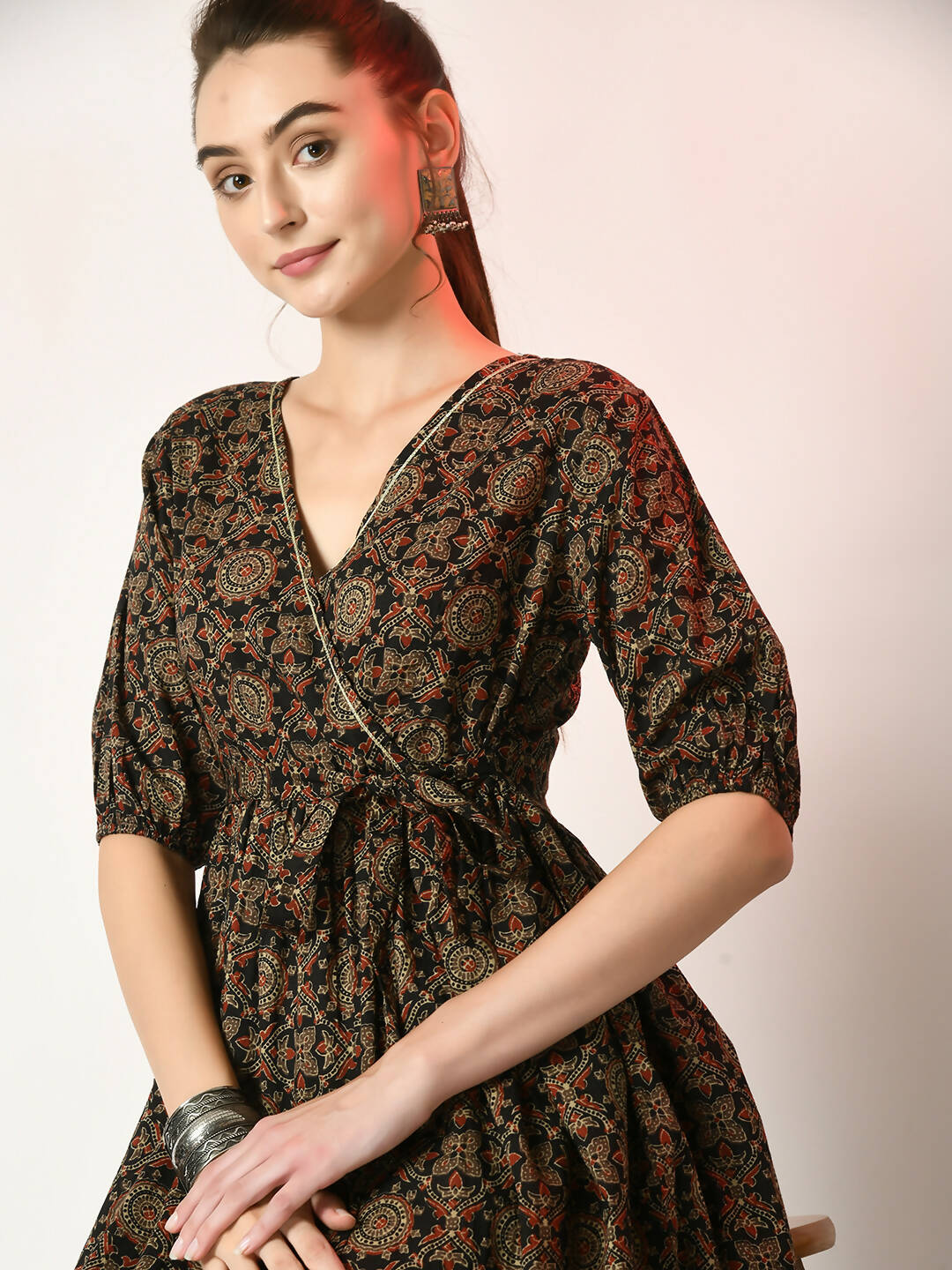 Myshka Women's Multi Empire Printed Dress - Distacart