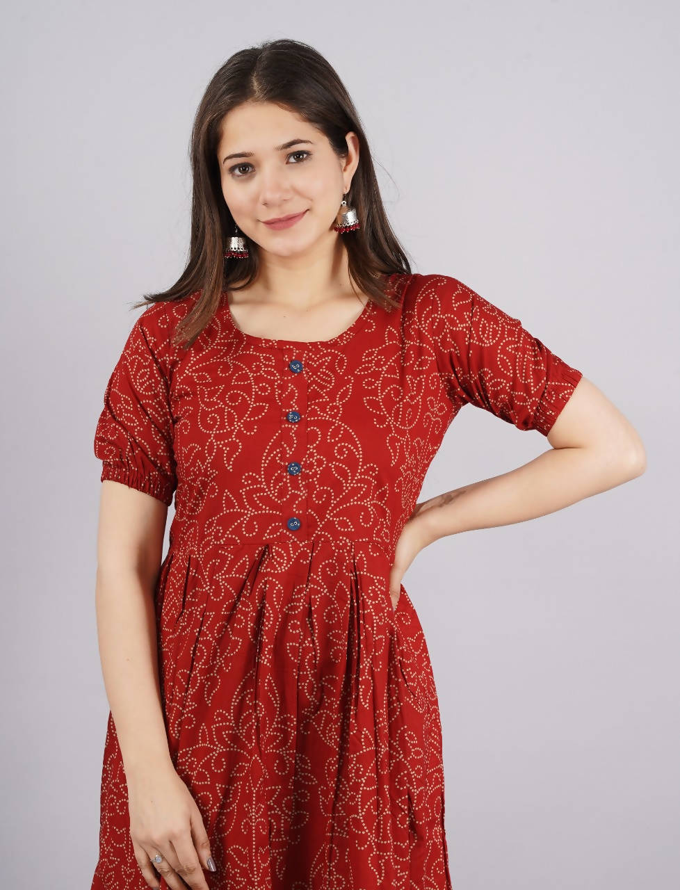 Vamika Red Cotton Printed Party Wear/Casual Wear Kurti - Distacart