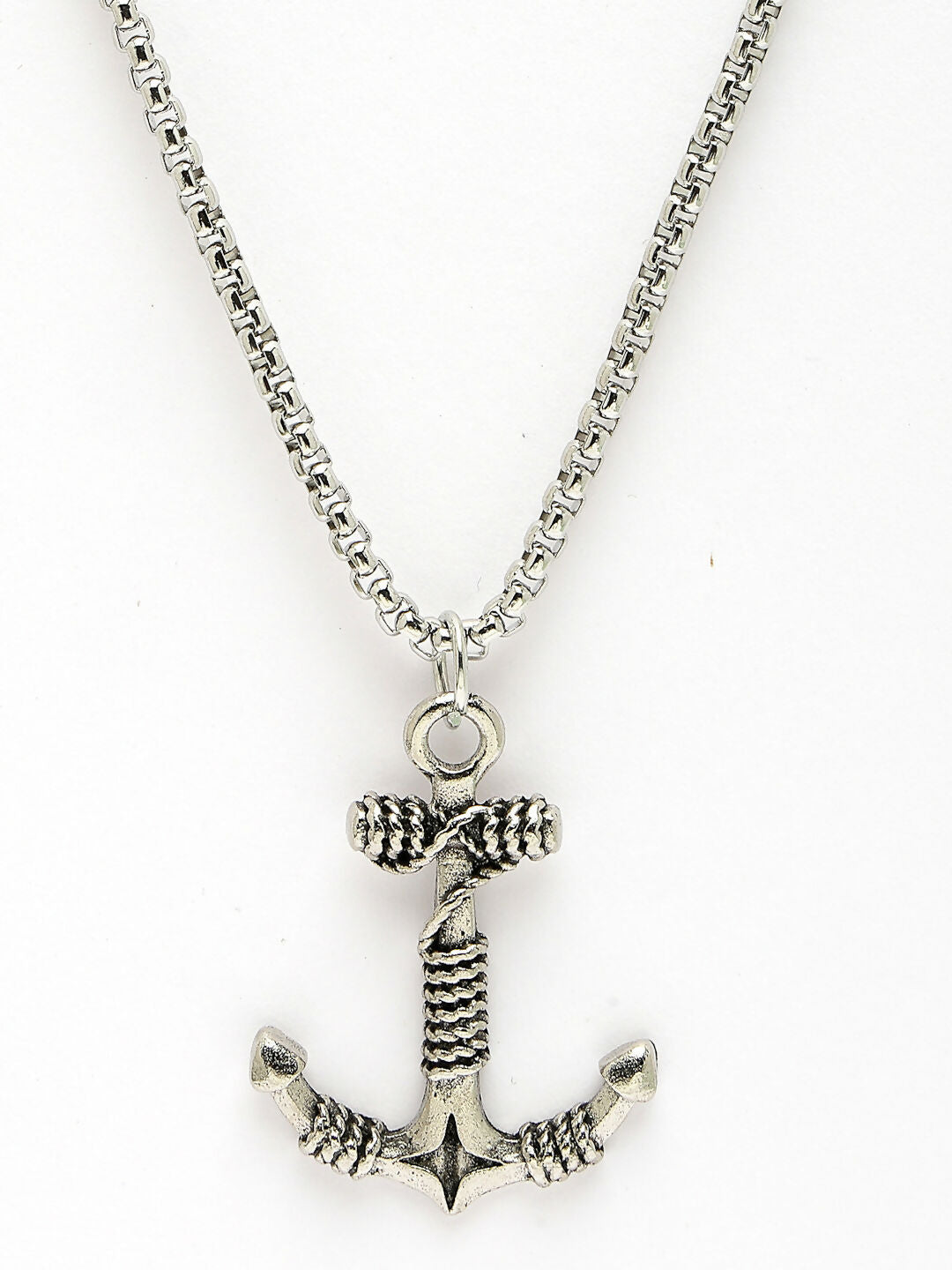 NVR Men's Silver-Plated Stainless Steel Pendant with Chain