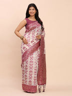 Shree Shyam Fashion Linen Cotton Purple Saree - Distacart