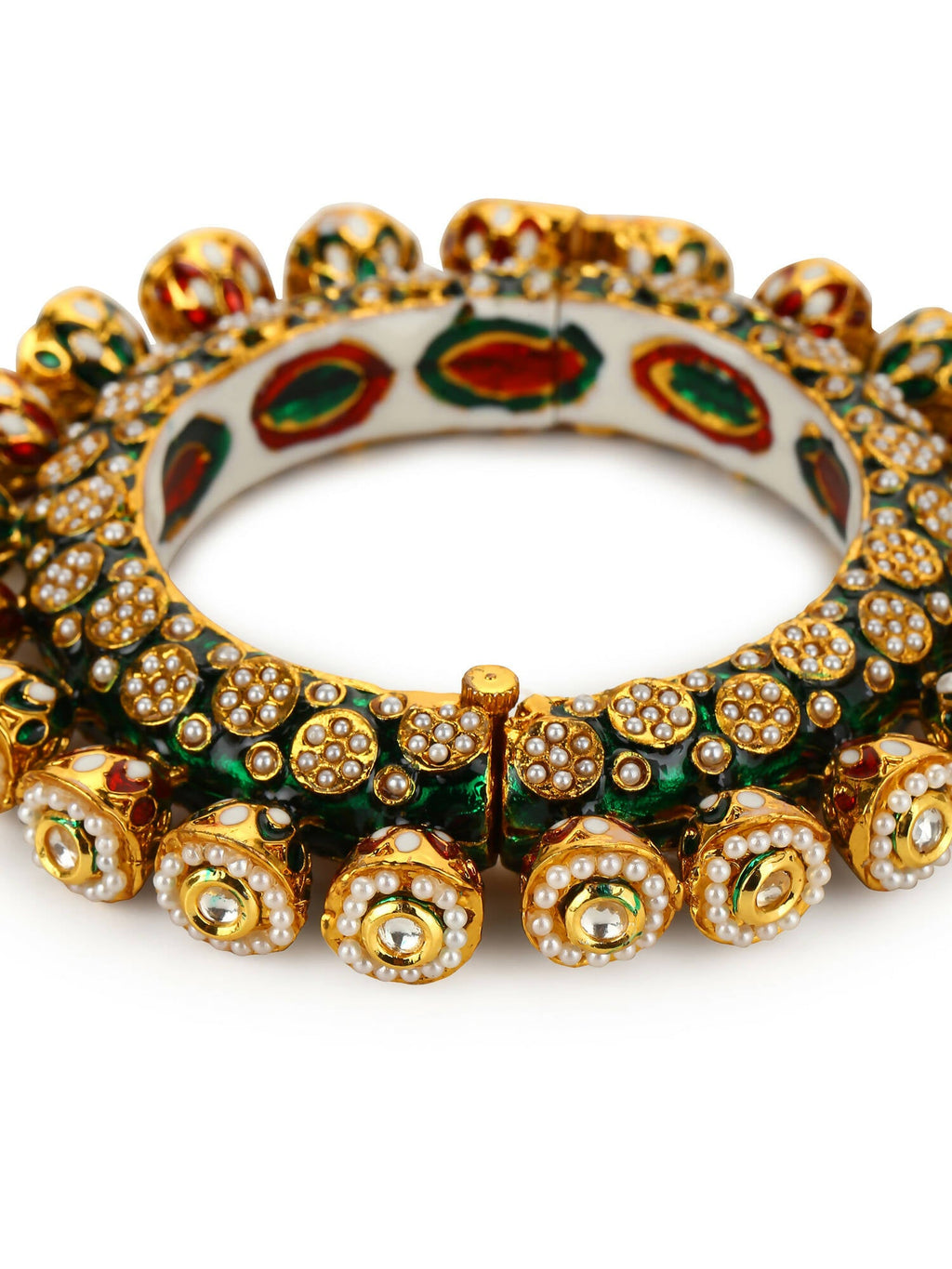 Gold-Plated Green Navratan Meenakari Bangle - Ruby Raang - Distacart
