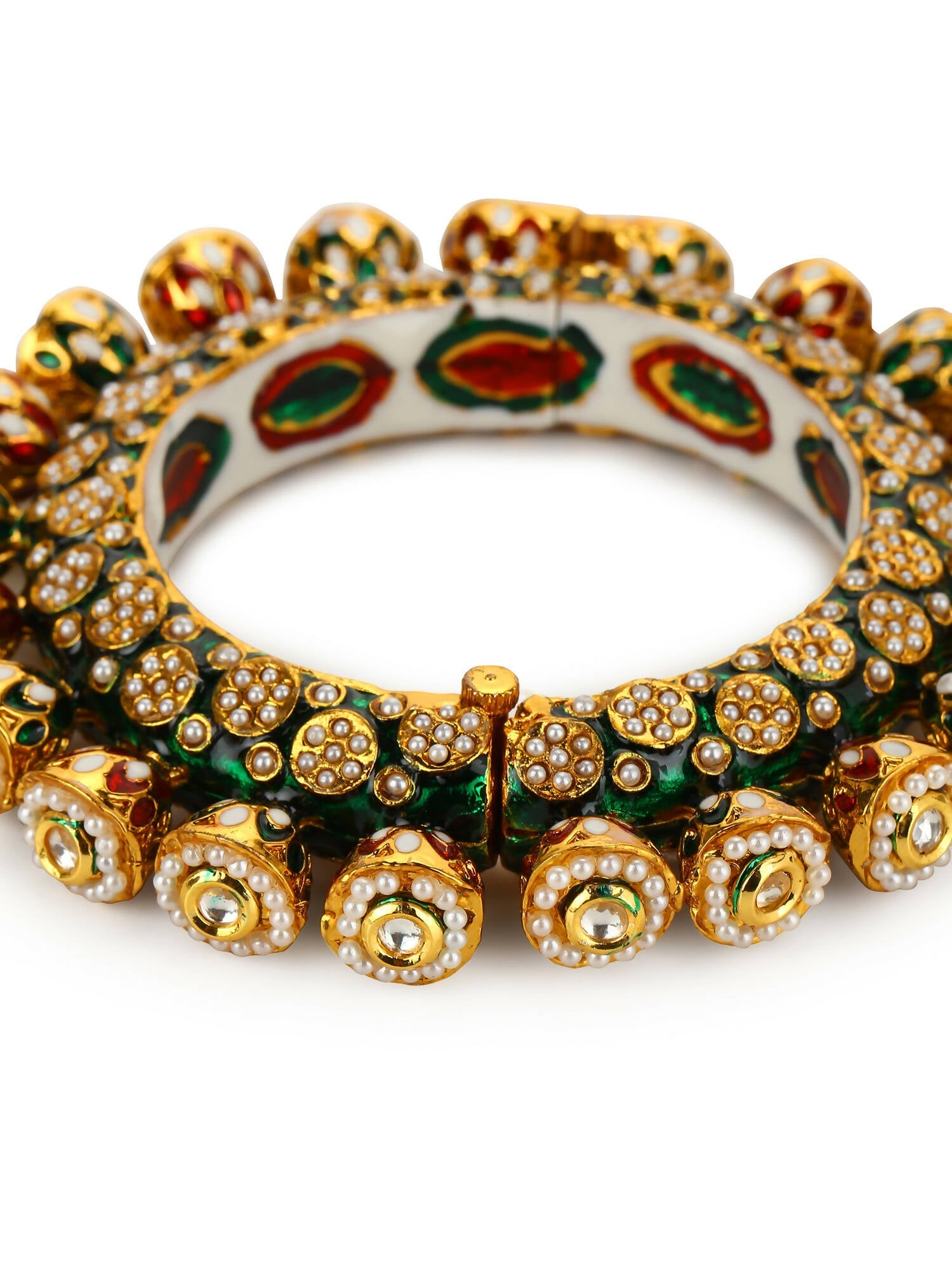 Gold-Plated Green Navratan Meenakari Bangle - Ruby Raang - Distacart