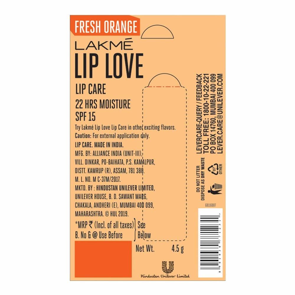Lakme Lip Love Gelato Chapstick - Fresh Orange