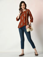 Myshka Women's Rust Printed Top