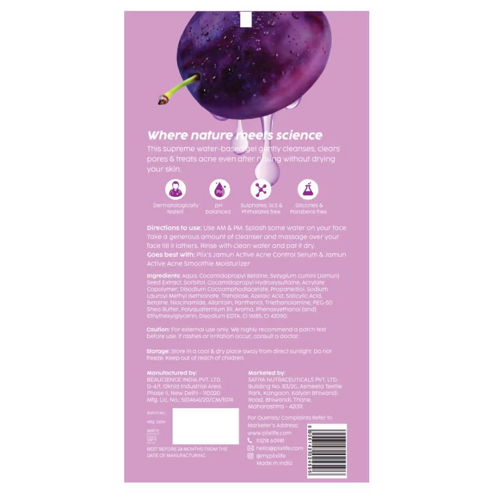 PLIX The Plant Fix 0.5% Salicylic Acid Jamun Face Wash Cleanser