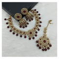 Joban Fashion Maroon Stone Work Necklace Set