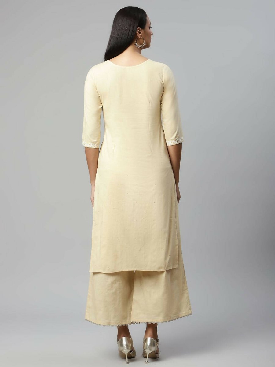 Ahalyaa Womens Chiku Pure Cotton Printed Kurta Palazzo Set - Distacart