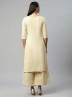 Ahalyaa Womens Chiku Pure Cotton Printed Kurta Palazzo Set - Distacart