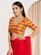 Joban Fashion Yellow Chiffon Padded Blouse With Square Neck Elbow Sleeves - Distacart