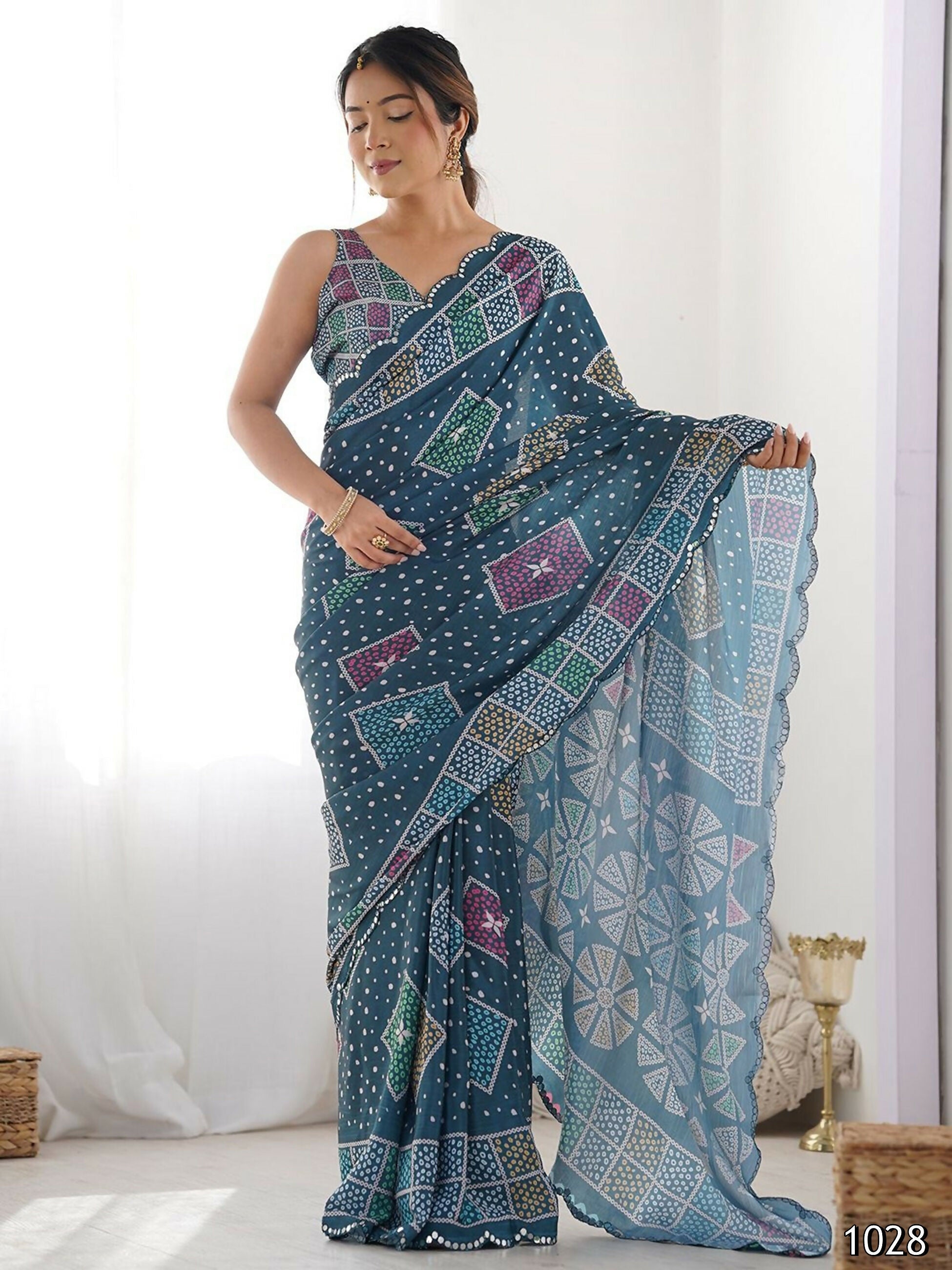 Designer Partywear Georgette Light Blue Fancy Saree - Durga