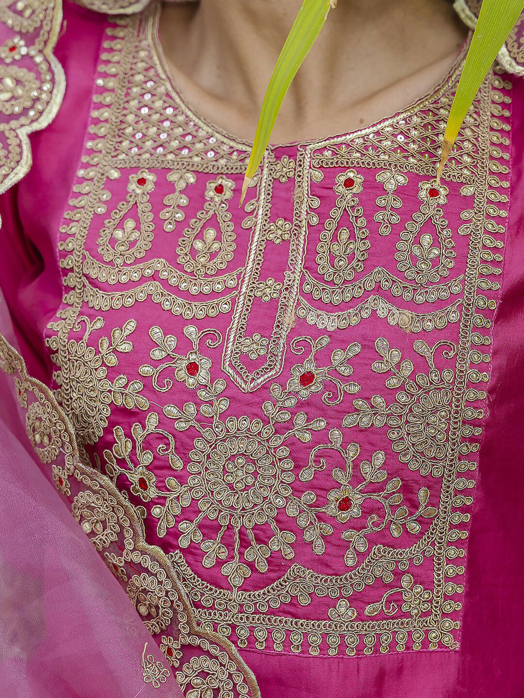 Vellora Rich Rani Pink Embroidery Work Readymade Salwar Suit