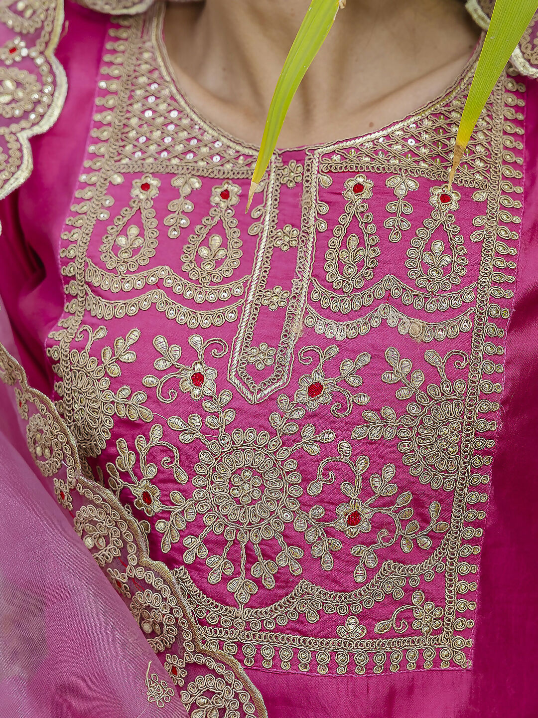 Vellora Rich Rani Pink Embroidery Work Readymade Salwar Suit