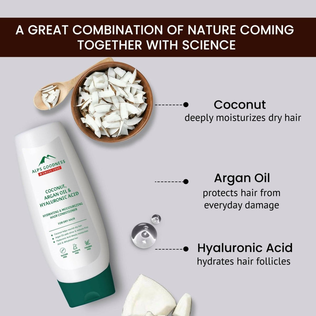 Alps Goodness Coconut, Argan Oil & Hyaluronic Acid Hydrating & Moisturizing Conditioner