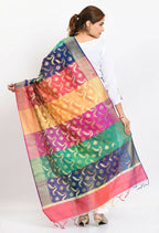Mominos Fashion Moeza Women's Banarsi Silk Floral Woven Design Multi Dupatta - Distacart