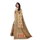 Vamika Printed Jute Silk Brown sares for functions