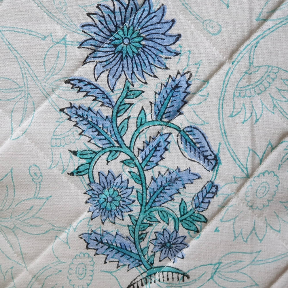 The Decor Nook Blue Dahlia Print Cushion Cover