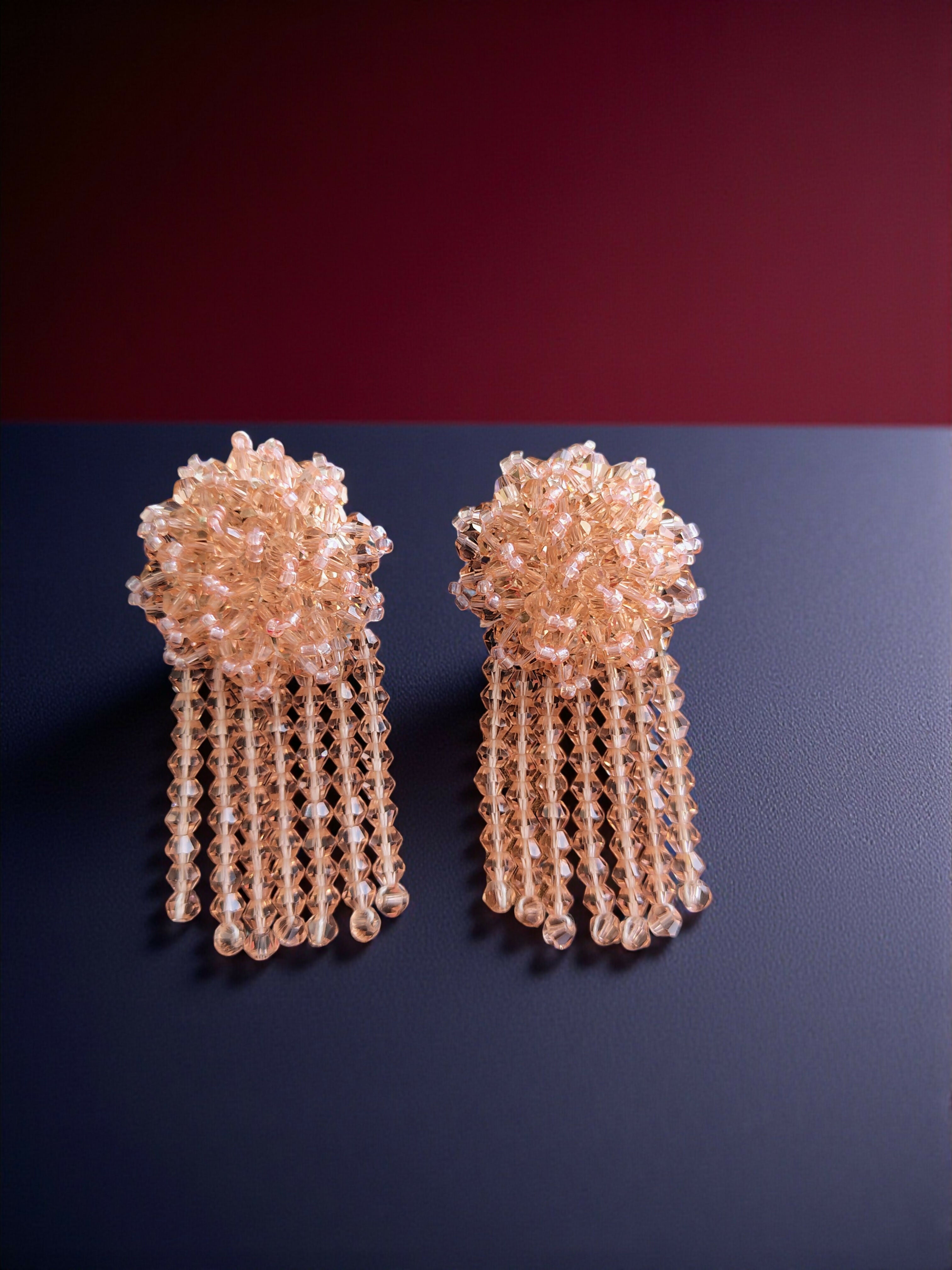 Inhanns Handmade Crystal Water Fall Earrings - Short - Peach Small - Distacart