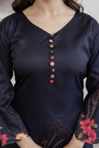 The52 Women's Beautiful Soft Assam Fabric Printed Work A-line Kurta Pant and Dupatta Set - Distacart