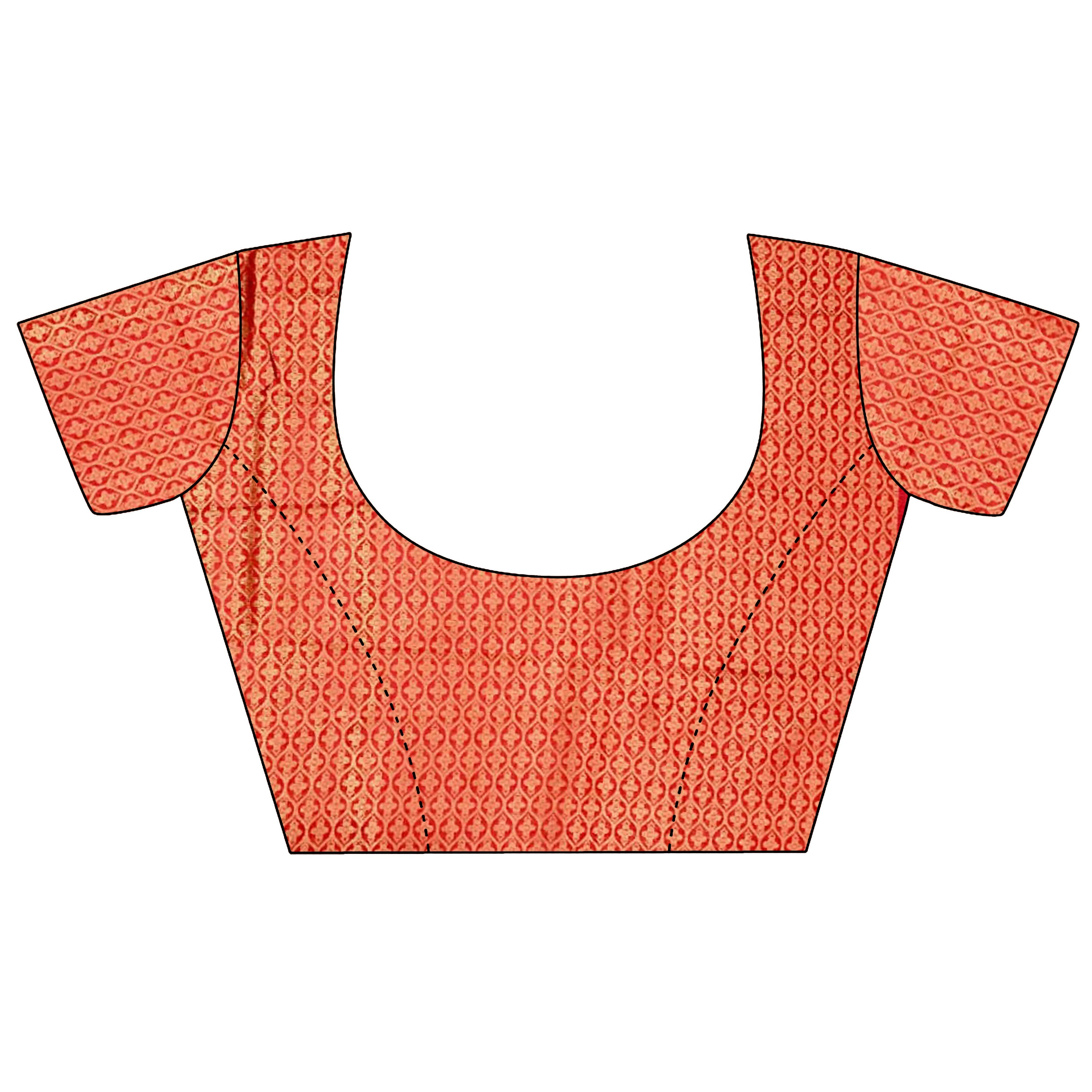 Joban Fashion Red Banarasi Soft Lichi Silk Checks & Woven Saree - Distacart